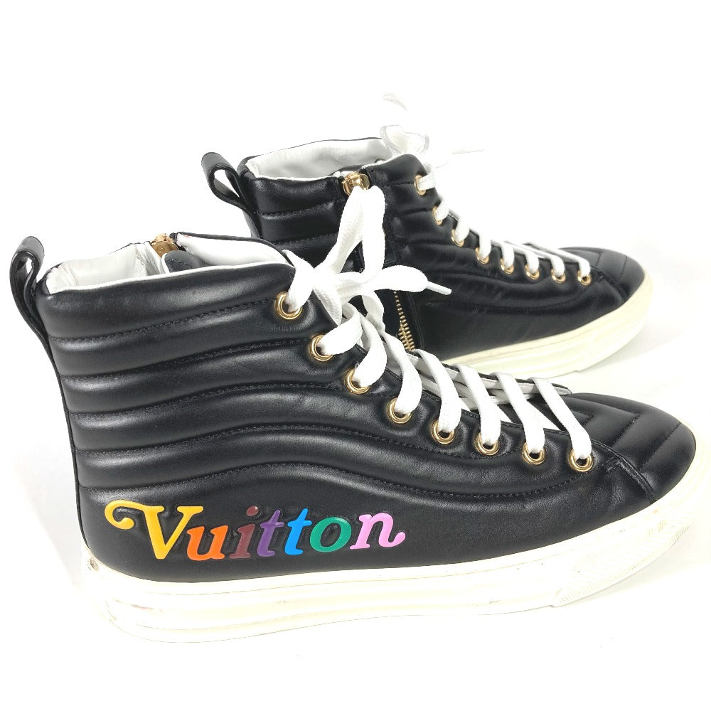 LOUIS VUITTON sneakers Leather, Leather black shoes shoes rainbow colors Stellar line 35 1/2