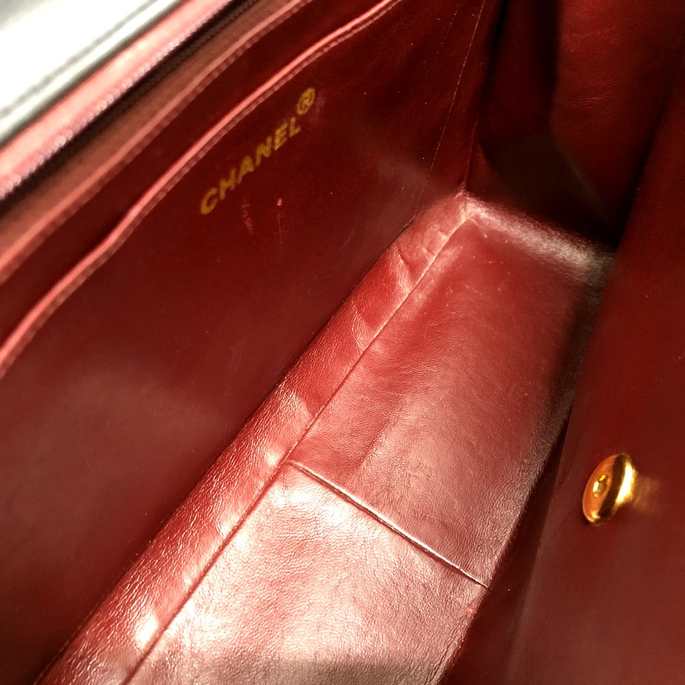 CHANEL Shoulder Bag leather black WChain Deca Trasse 34 Women Used Authentic