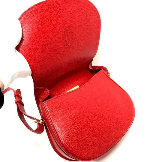 CARTIER Shoulder Bag leather Red Must Line