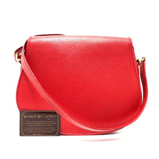 CARTIER Shoulder Bag leather Red Must Line
