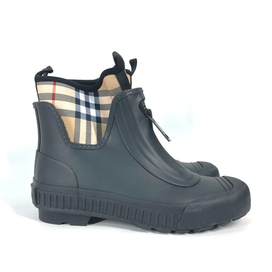 BURBERRY Rain shoes rubber beige check rain boots 35