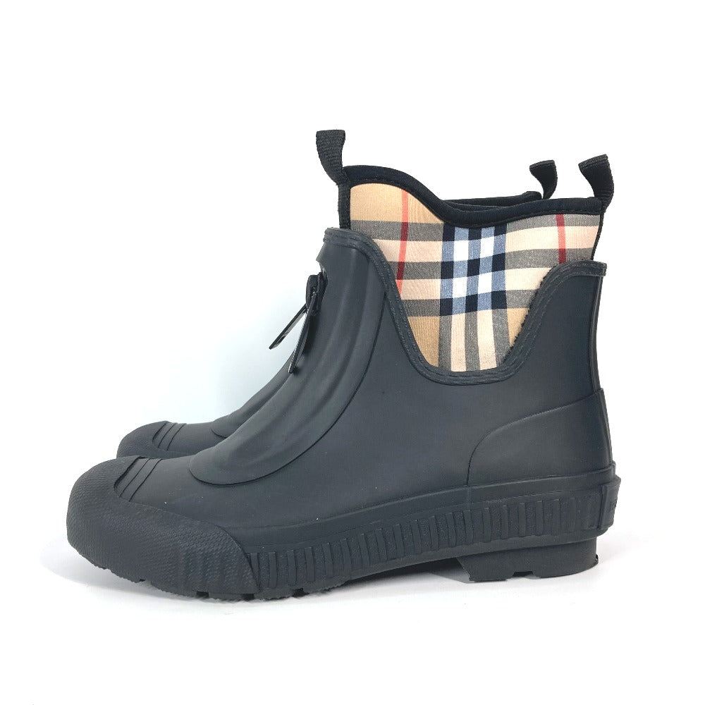 BURBERRY Rain shoes rubber beige check rain boots 35