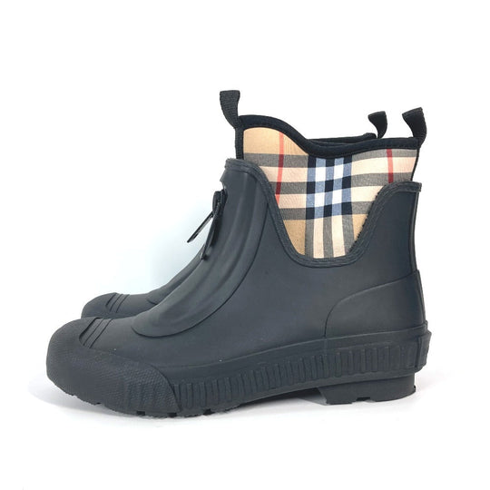 BURBERRY Rain shoes rubber beige check rain boots 35