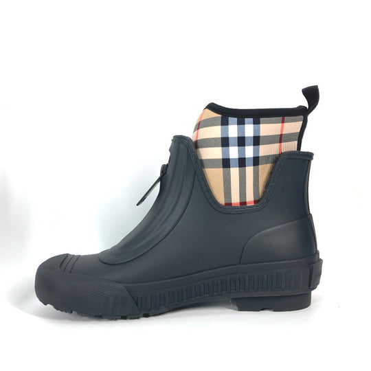 BURBERRY Rain shoes rubber beige check rain boots 35