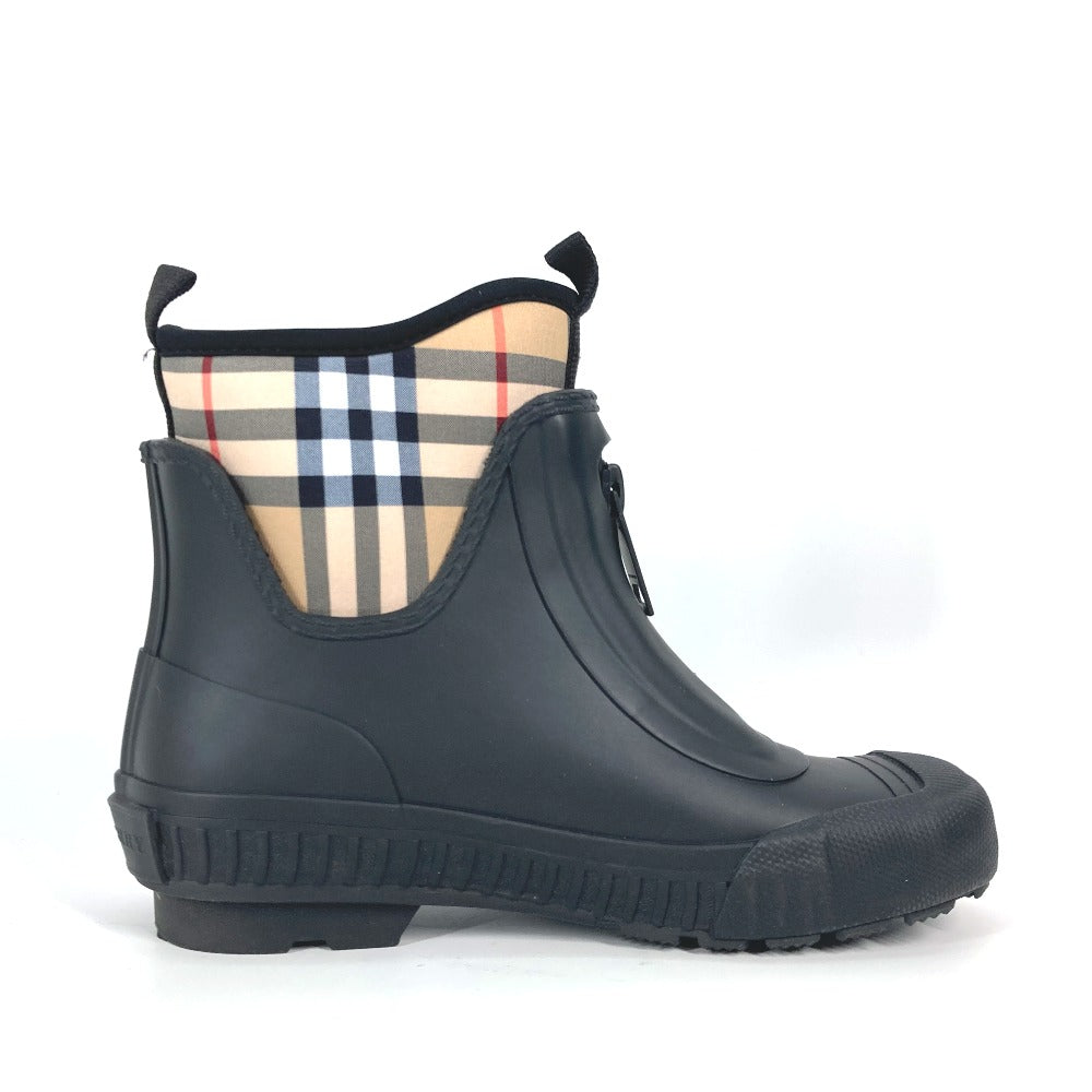 BURBERRY Rain shoes rubber beige check rain boots 35
