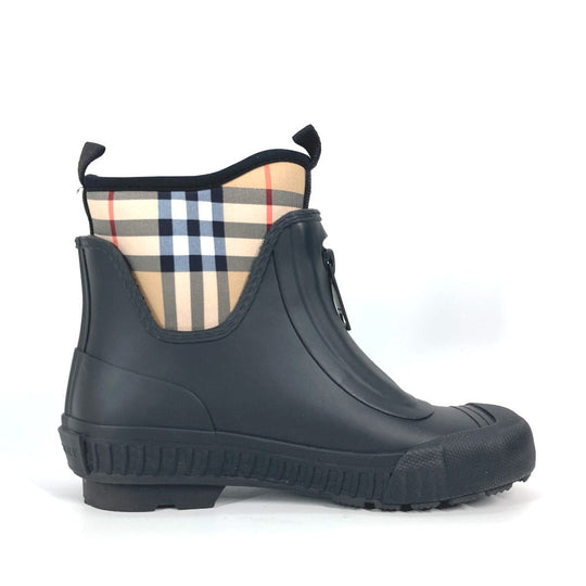 BURBERRY Rain shoes rubber beige check rain boots 35