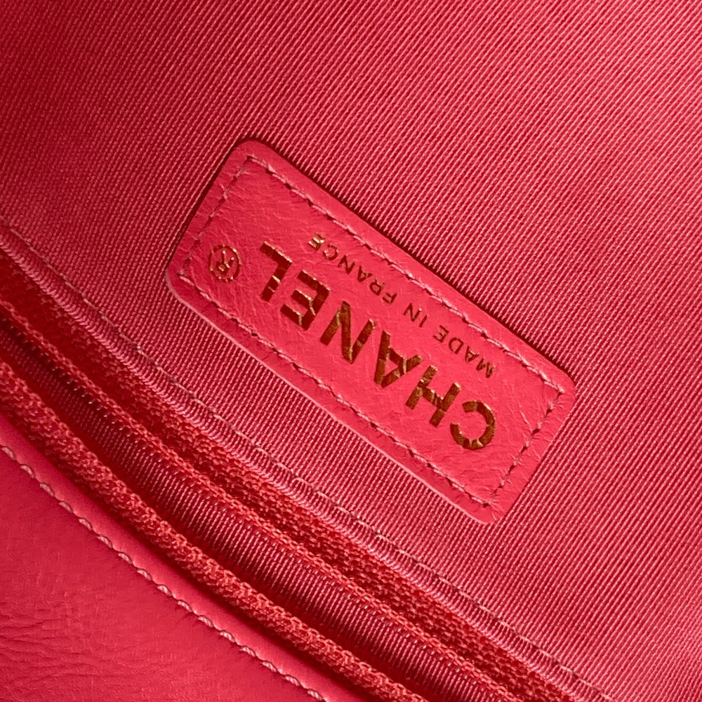 CHANEL Shoulder Bag leather pink Round Chain CC COCO Mark Women Used Authentic