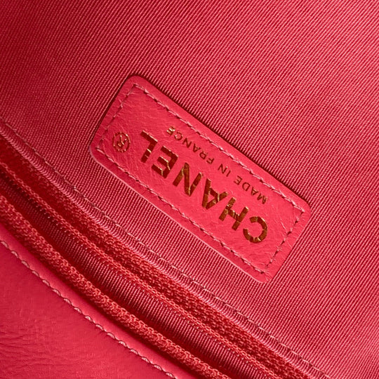 CHANEL Shoulder Bag leather pink Round Chain CC COCO Mark Women Used Authentic