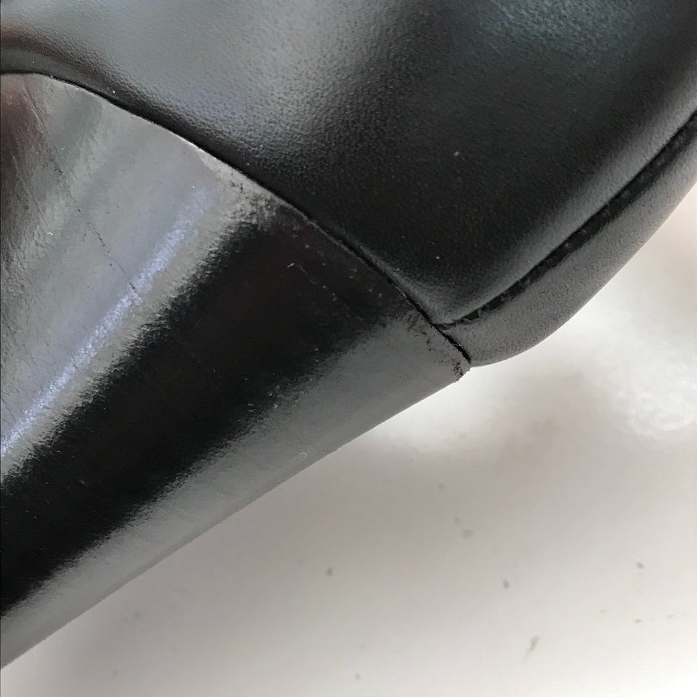 HERMES Sandals leather black Shoes Heels Bicolor Chene Dunkle 37