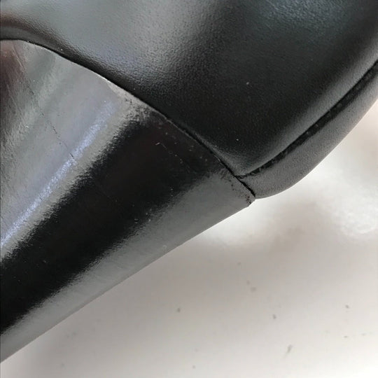 HERMES Sandals leather black Shoes Heels Bicolor Chene Dunkle 37