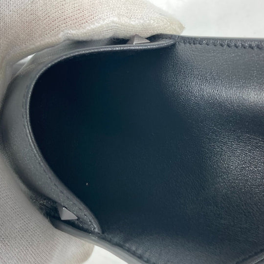 VALENTINO Shoulder Bag leather black Bag Crossbody Pochette logo Women Used Authentic