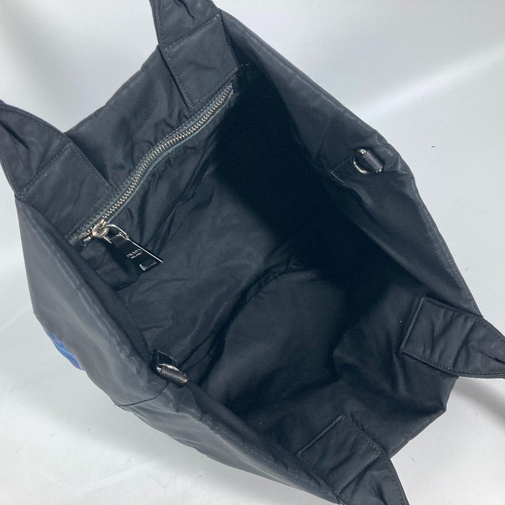 PRADA Shoulder Bag Nylon black check Bag Women Used Authentic