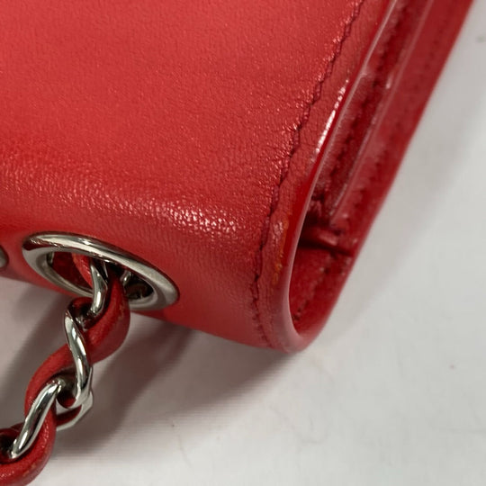 CHANEL Shoulder Bag leather Red WChain Double CC COCO Mark Women Used Authentic