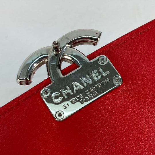 CHANEL Shoulder Bag leather Red WChain Double CC COCO Mark Women Used Authentic