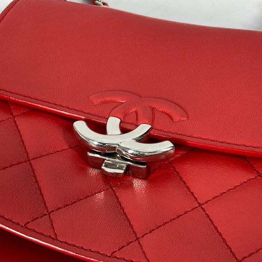 CHANEL Shoulder Bag leather Red WChain Double CC COCO Mark Women Used Authentic