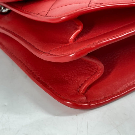 CHANEL Shoulder Bag leather Red WChain Double CC COCO Mark Women Used Authentic