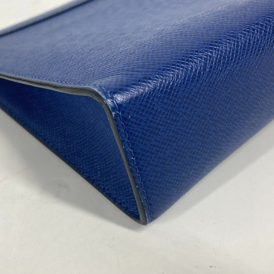 LOUIS VUITTON Clutch bag M30575 Taiga Leather blue Taiga Pochette Voyager MM