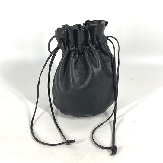 BOTTEGAVENETA Shoulder Bag leather black Pochette purse Women Used Authentic