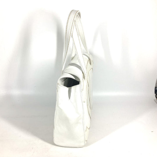 CHANEL Shoulder Bag Caviar skin white shoulder bag Deca COCO Mark CC Women Used Authentic