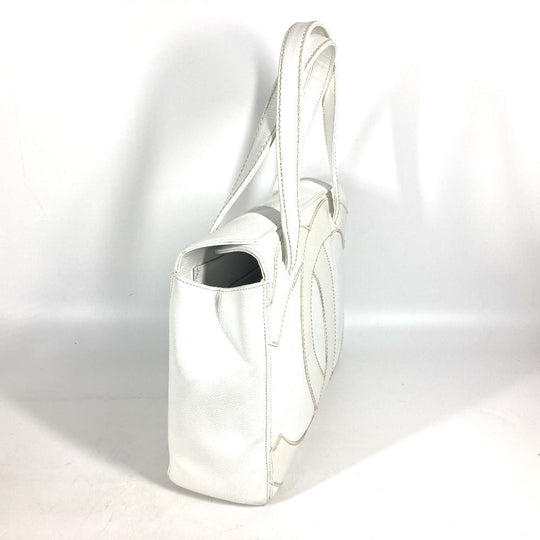 CHANEL Shoulder Bag Caviar skin white shoulder bag Deca COCO Mark CC Women Used Authentic