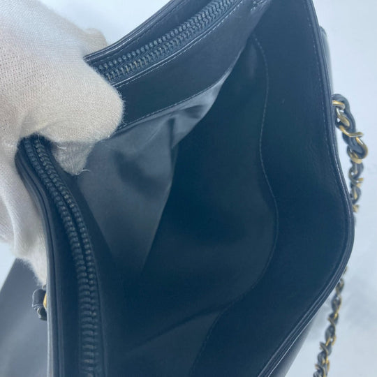 CHANEL Shoulder Bag leather black WChain CC COCO Mark Women Used Authentic