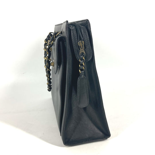 CHANEL Shoulder Bag leather black WChain CC COCO Mark Women Used Authentic