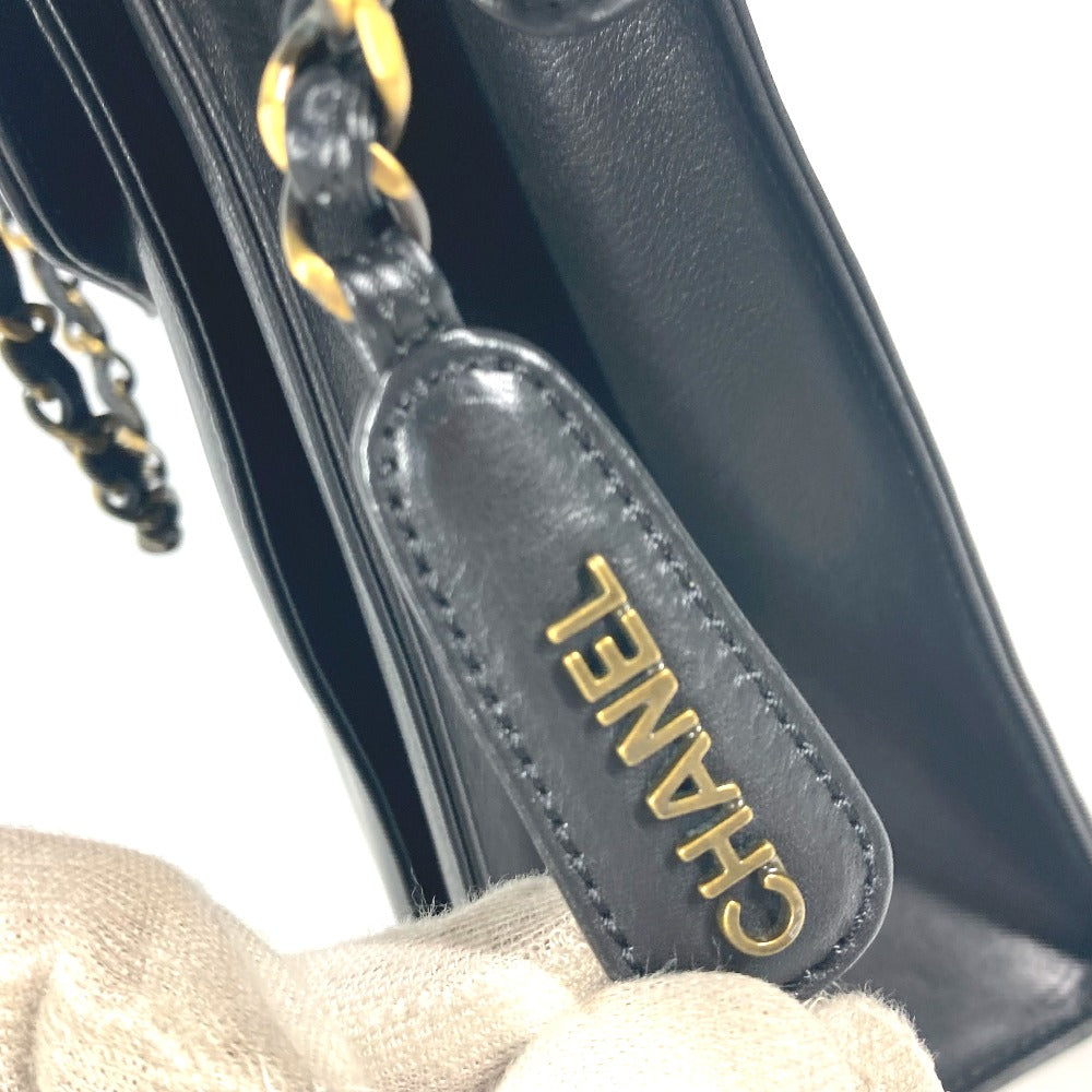 CHANEL Shoulder Bag leather black WChain CC COCO Mark Women Used Authentic