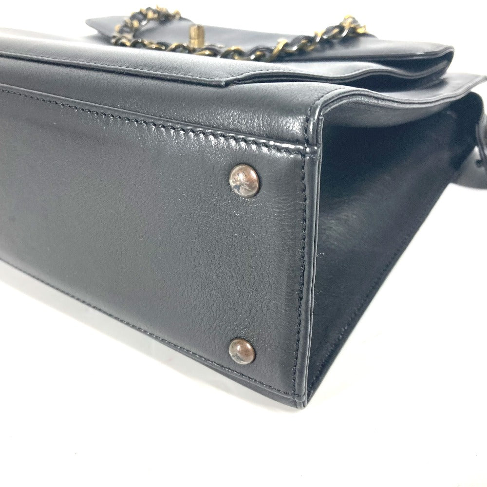 CHANEL Shoulder Bag leather black WChain CC COCO Mark Women Used Authentic