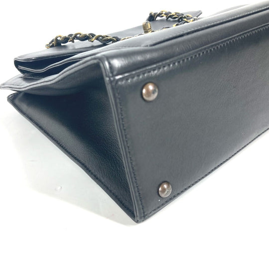 CHANEL Shoulder Bag leather black WChain CC COCO Mark Women Used Authentic