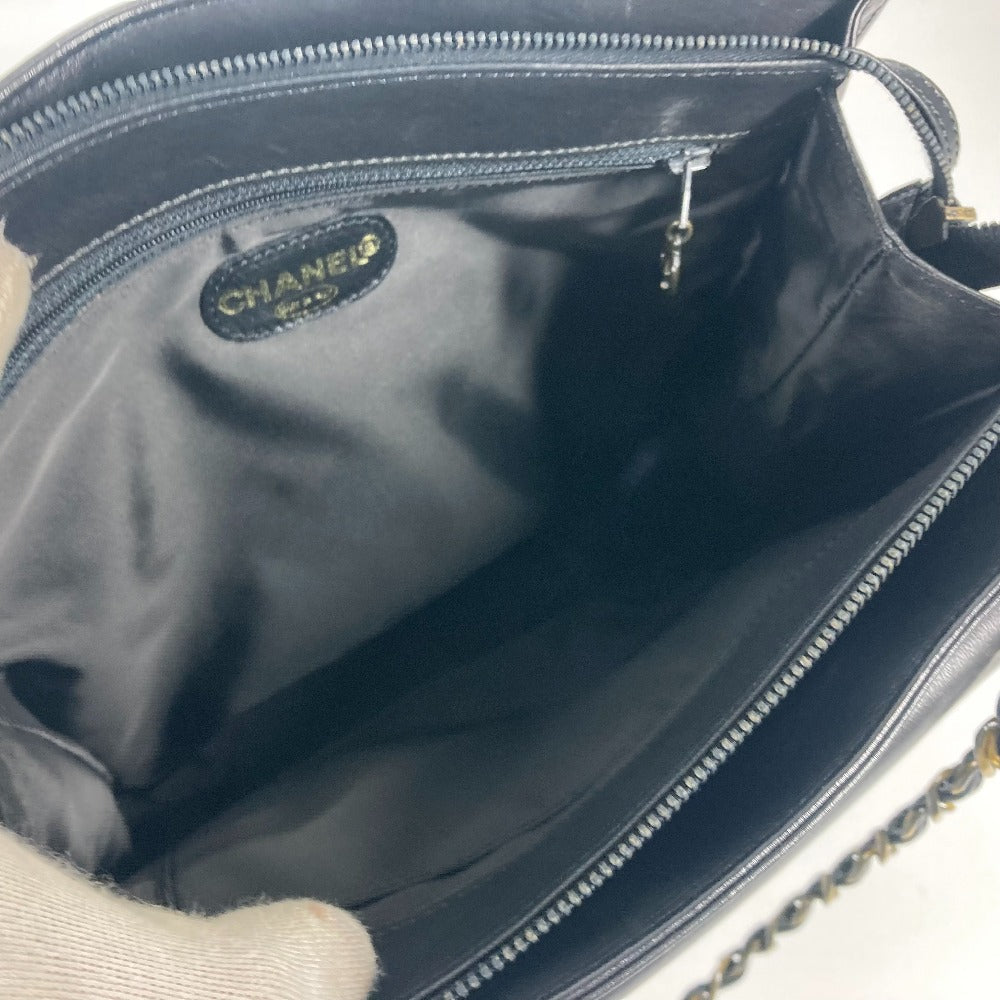 CHANEL Shoulder Bag leather black WChain CC COCO Mark Women Used Authentic