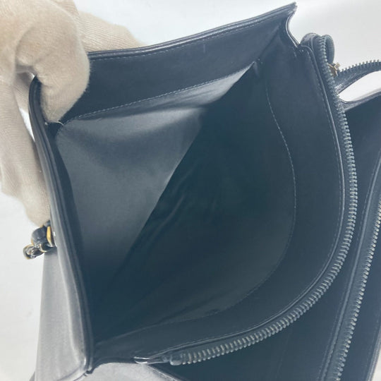 CHANEL Shoulder Bag leather black WChain CC COCO Mark Women Used Authentic