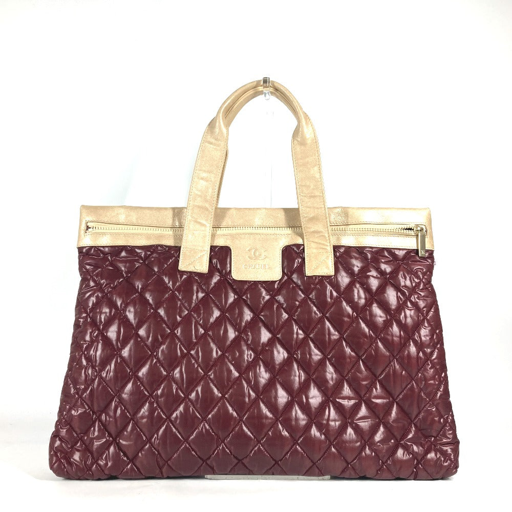 CHANEL Shoulder Bag Nylon, Leather wine-red By color CC COCO Mark Cococoon Quilting Women Used Authentic