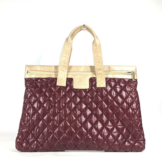 CHANEL Shoulder Bag Nylon, Leather wine-red By color CC COCO Mark Cococoon Quilting Women Used Authentic