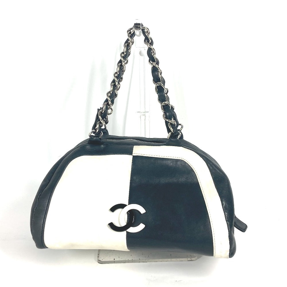 CHANEL Shoulder Bag leather white By color CC COCO Mark WChain Women Used Authentic