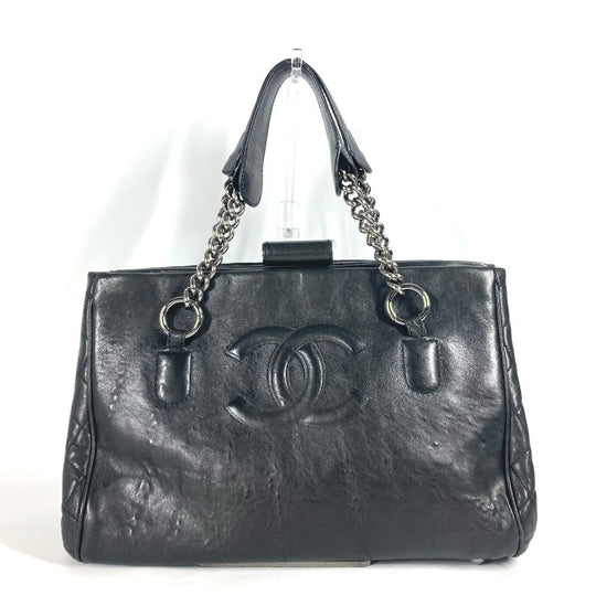 CHANEL Shoulder Bag Calf leather black shoulder bag CC COCO Mark Women Used Authentic