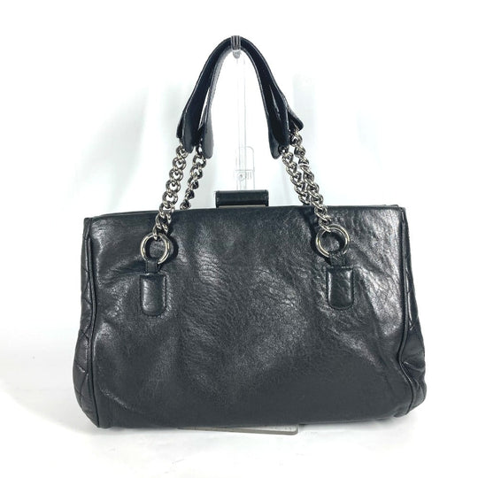 CHANEL Shoulder Bag Calf leather black shoulder bag CC COCO Mark Women Used Authentic