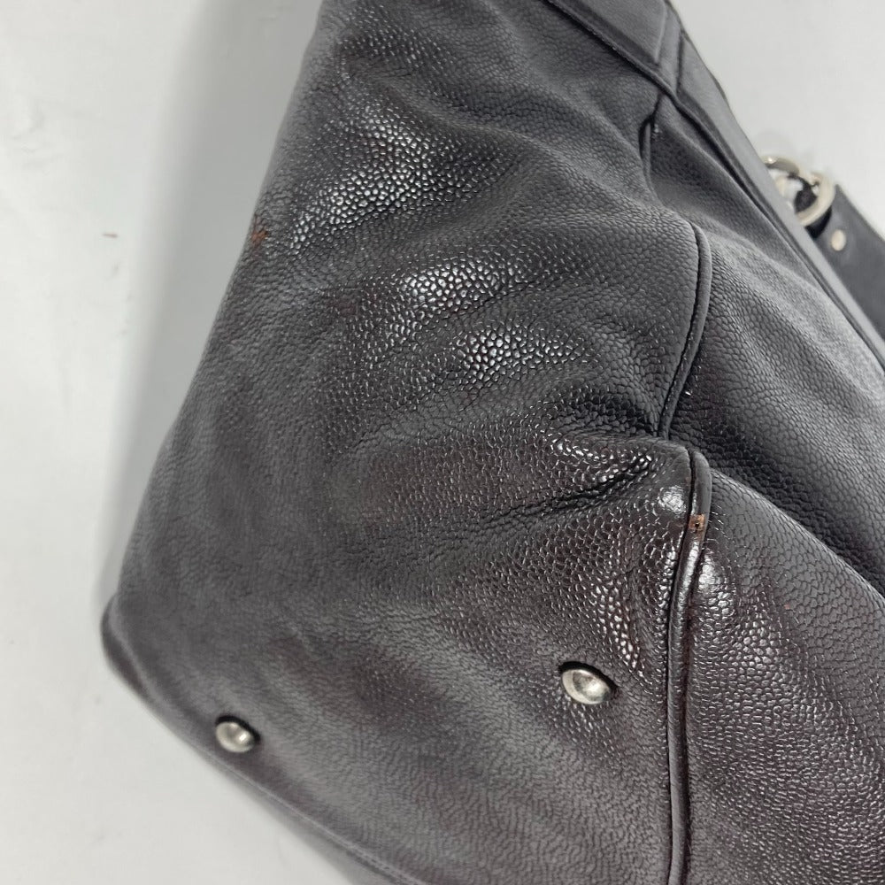 CHANEL Shoulder Bag Caviar skin Brown WChain CC COCO Mark DecaCoco Women Used Authentic