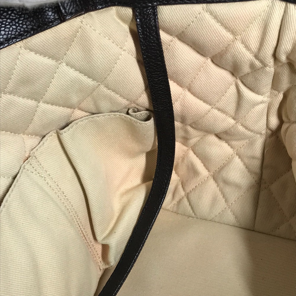 CHANEL Shoulder Bag Caviar skin Brown WChain CC COCO Mark DecaCoco Women Used Authentic