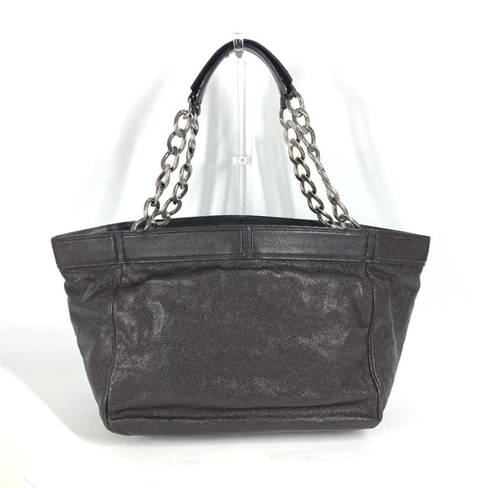 CHANEL Shoulder Bag Caviar skin Brown WChain CC COCO Mark DecaCoco Women Used Authentic