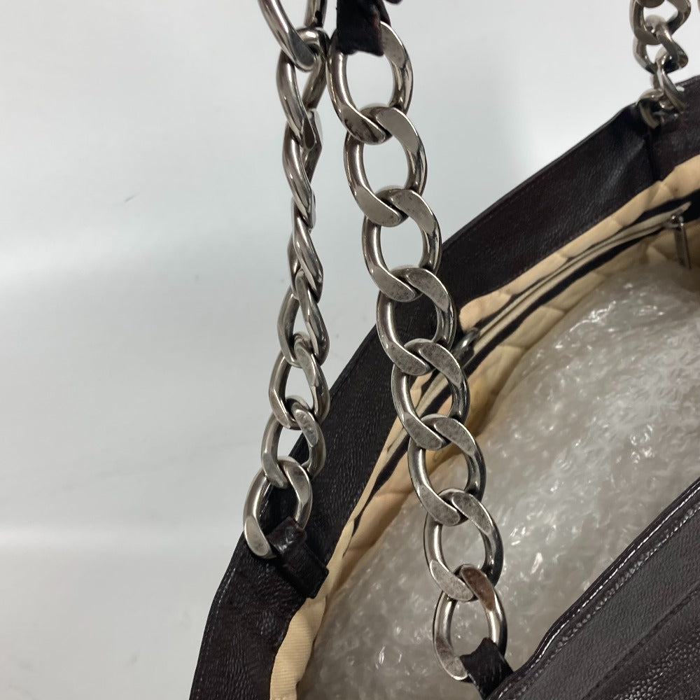CHANEL Shoulder Bag Caviar skin Brown WChain CC COCO Mark DecaCoco Women Used Authentic