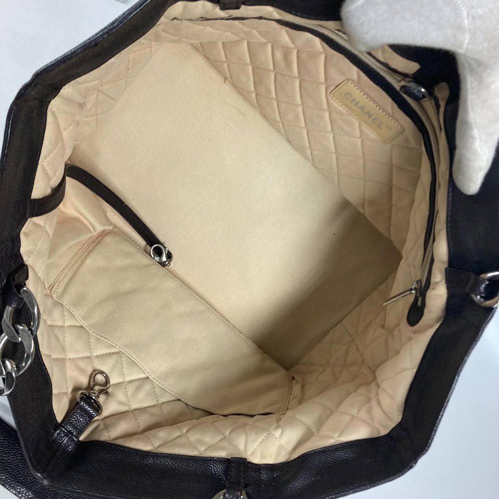 CHANEL Shoulder Bag Caviar skin Brown WChain CC COCO Mark DecaCoco Women Used Authentic