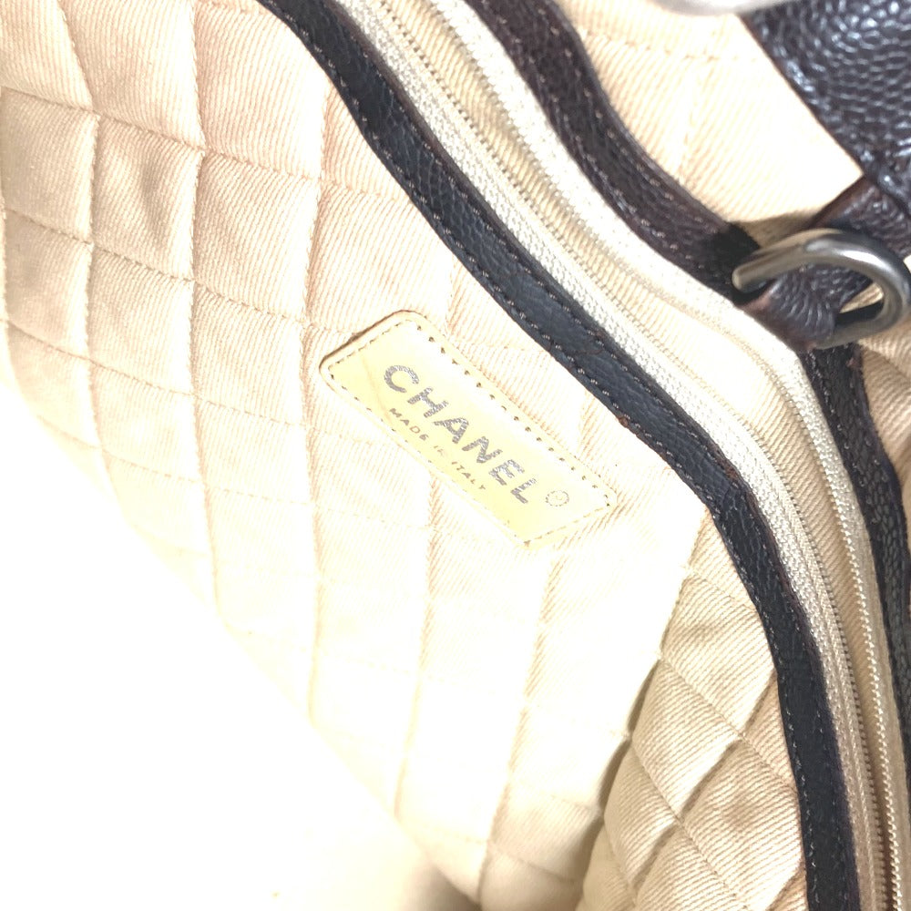CHANEL Shoulder Bag Caviar skin Brown WChain CC COCO Mark DecaCoco Women Used Authentic