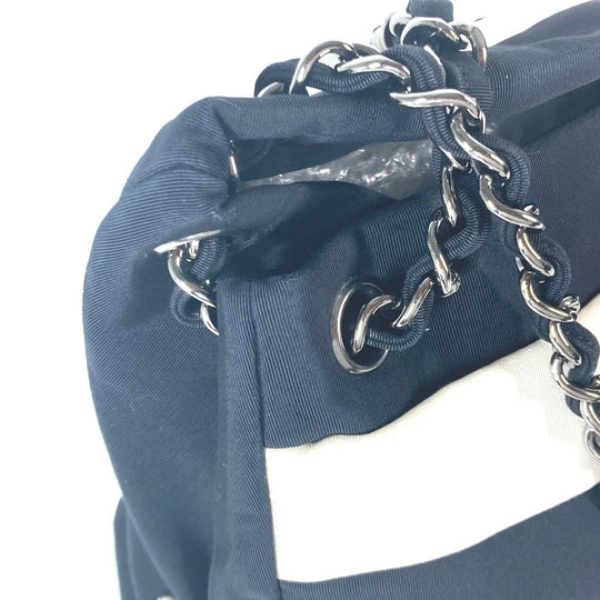 CHANEL Shoulder Bag Nylon canvas black 2.55 metal fittings border