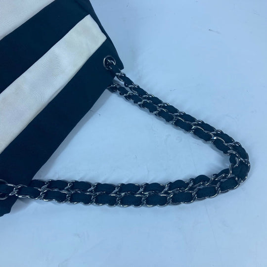 CHANEL Shoulder Bag Nylon canvas black 2.55 metal fittings border