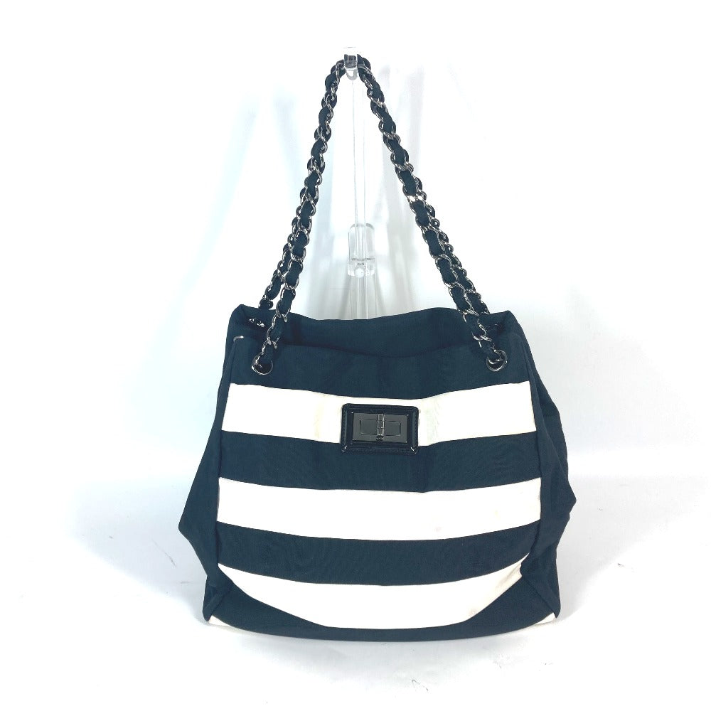 CHANEL Shoulder Bag Nylon canvas black 2.55 metal fittings border