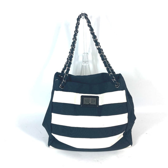CHANEL Shoulder Bag Nylon canvas black 2.55 metal fittings border