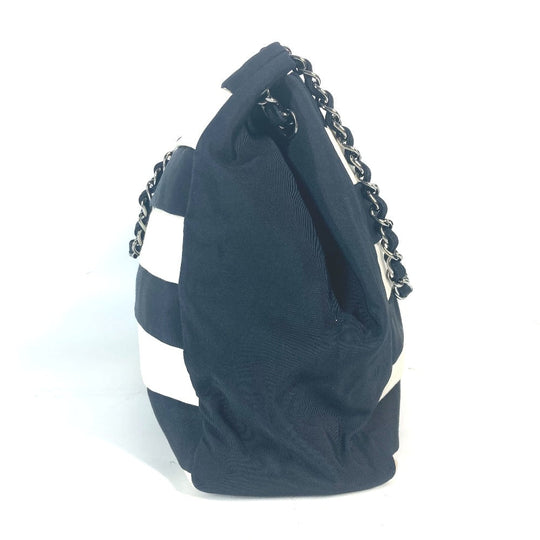 CHANEL Shoulder Bag Nylon canvas black 2.55 metal fittings border