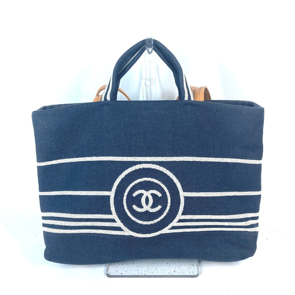 CHANEL Shoulder Bag A92240 Denim, Leather blue denim CC COCO Mark Women Used Authentic