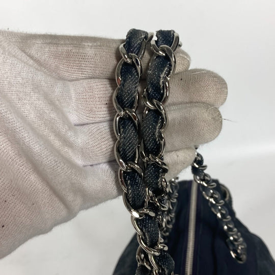 CHANEL Shoulder Bag denim blue CC COCO Mark Matelasse Quilting Women Used Authentic