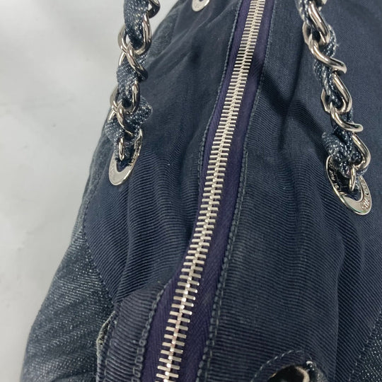CHANEL Shoulder Bag denim blue CC COCO Mark Matelasse Quilting Women Used Authentic